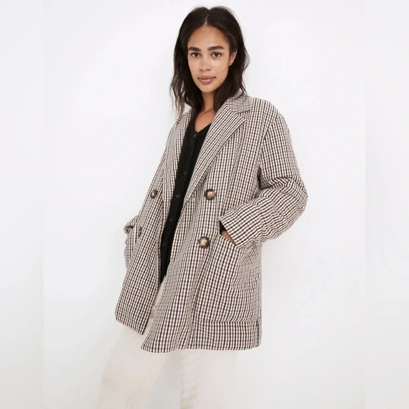 NWT Madewell Fall 2021 Padded Jacket in Plaid Antique Cream size XS NB250 - Picture 12 of 12